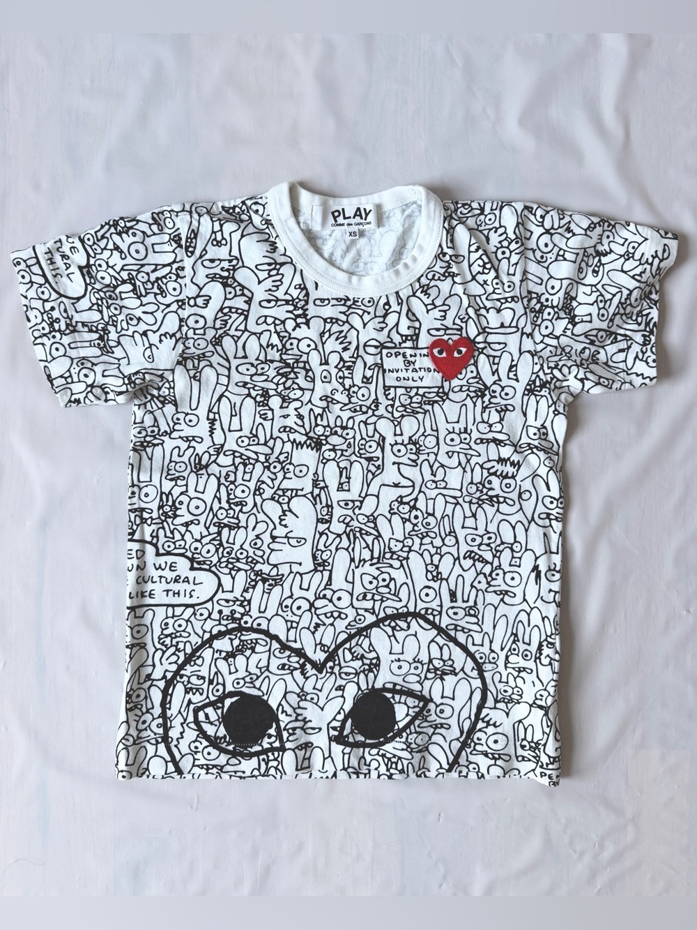 COMME des GARCONS PLAY x Matt Groening The Simpsons print patch T-shirt comic XS